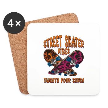 Street Skater Vibes Twenty Four Seven - Coasters (set of 4) - white - Front