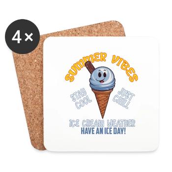 Summer Vibes Ice Cream Weather - Coasters (set of 4) - white - Front
