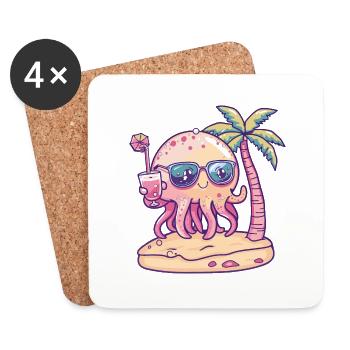 Jellyfish Summer Vacation - Coasters (set of 4) - white - Front