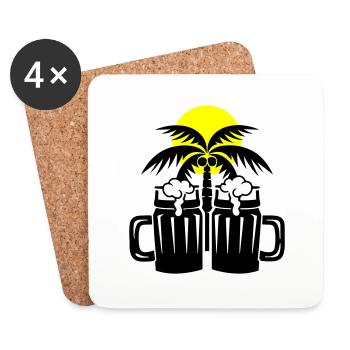 Bier Strand Palmen Insel - Untersetzer (4er-Set) - Weiß - Vorne