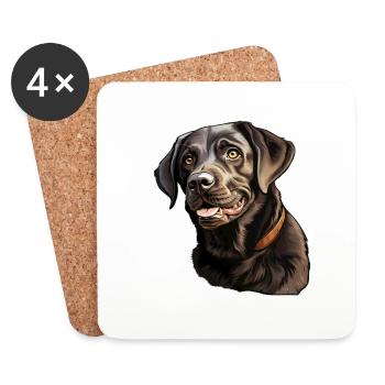 Labrador Retriever mignon - Dessous de verre (lot de 4) - blanc - Devant