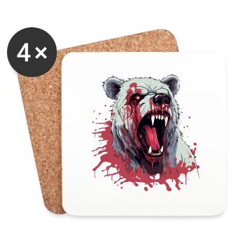 bear, animal, beast, wildlife, animal, blood, art, art, - Coasters (set of 4) - white - Front