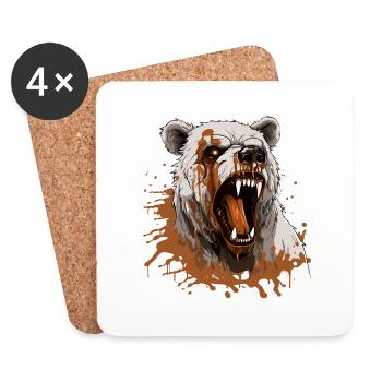 bear, animal, beast, wildlife, animal, blood, art, art, - Coasters (set of 4) - white - Front