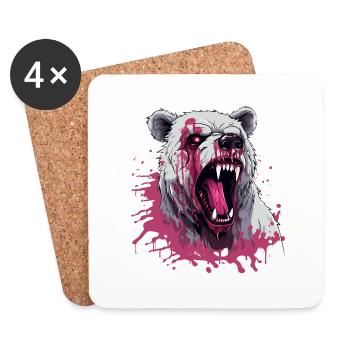 bear, animal, beast, wildlife, animal, blood, art, art, - Coasters (set of 4) - white - Front