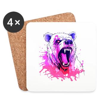 bear, animal, beast, wildlife, animal, blood, art, art, - Coasters (set of 4) - white - Front