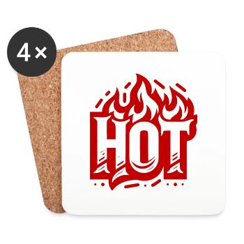 Das Wort "HOT" - Untersetzer (4er-Set) - Weiß - Vorne