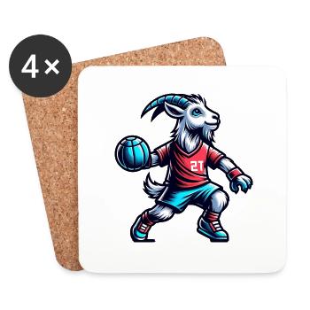 Amoureux de la chèvre et d’équipe handball - Dessous de verre (lot de 4) - blanc - Devant