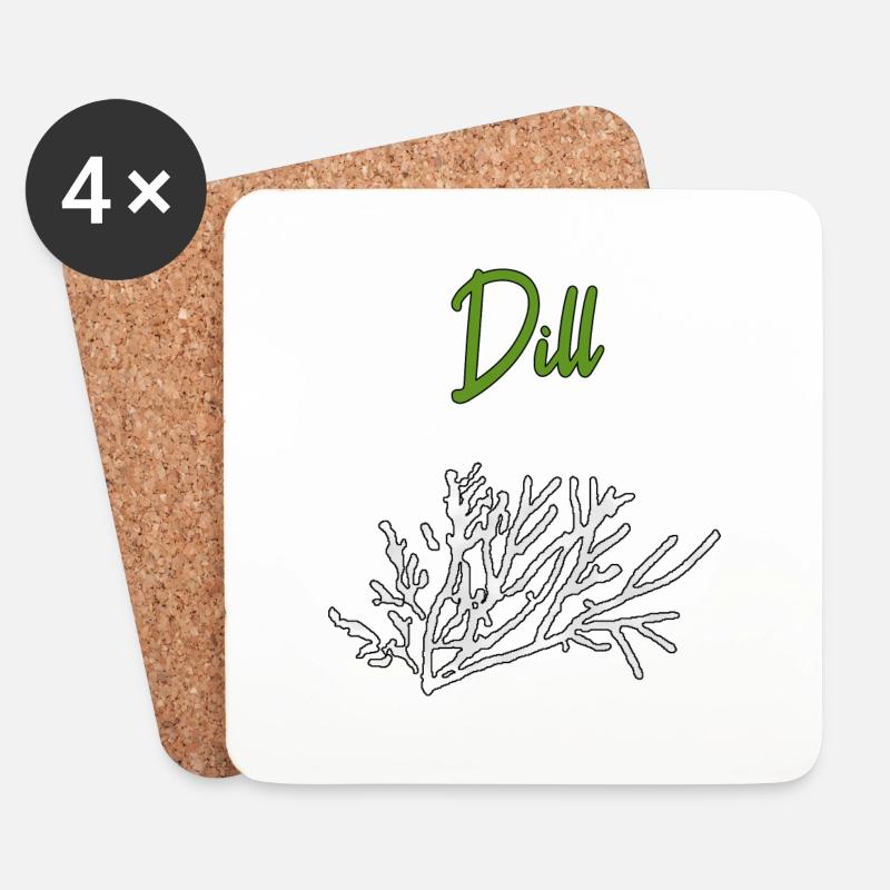 Dill Kräuter - Untersetzer (4er-Set) - Weiß