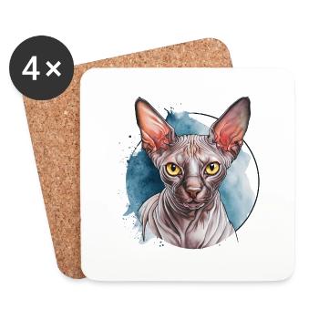 Sphynx Katze für Katzenliebhaber - Untersetzer (4er-Set) - Weiß - Vorne