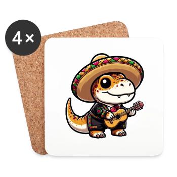 Cinco de Mayo T-Rex Mariachi Party - Coasters (set of 4) - white - Front