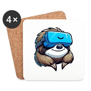 Conception de joueur VR paresseux cool - Dessous de verre (lot de 4) - blanc - Devant