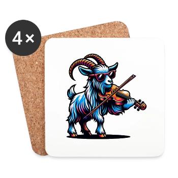 Ziege Mit Violine Und Sonnenbrille Design - Untersetzer (4er-Set) - Weiß - Vorne