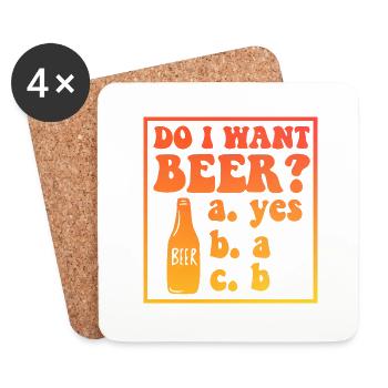 I Want Beer Funny - Untersetzer (4er-Set) - Weiß - Vorne