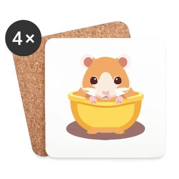 süßer Hamster in Schüssel - Untersetzer (4er-Set) - Weiß - Vorne