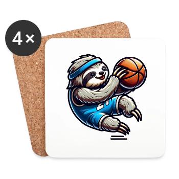 Joueur de basket-ball paresseux cool - Dessous de verre (lot de 4) - blanc - Devant
