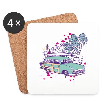 Oldtimer beach - Untersetzer (4er-Set) - Weiß - Vorne