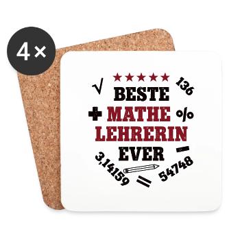 Beste Mathelehrerin Mathematikerin Mathe Lehrerin - Untersetzer (4er-Set) - Weiß - Vorne
