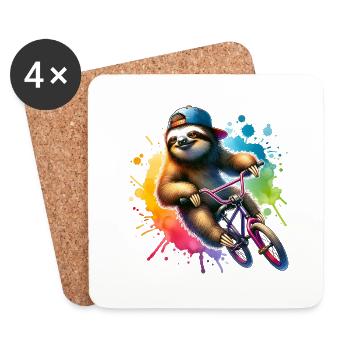 Drôle de paresse sur la conception du vélo BMX - Dessous de verre (lot de 4) - blanc - Devant