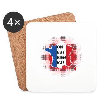 On est bien ici! - Dessous de verre (lot de 4) - blanc - Devant