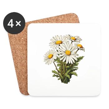 Chamomile Bouquet - Coasters (set of 4) - white - Front