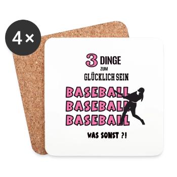 Baseball Was Sonst Spiel Baseballerspielerin Spiel - Untersetzer (4er-Set) - Weiß - Vorne