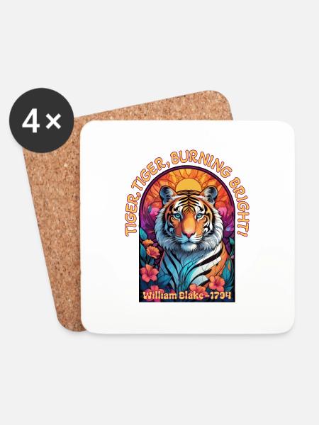 Tiger, Tiger, Burning Bright! - Untersetzer (4er-Set) - Weiß