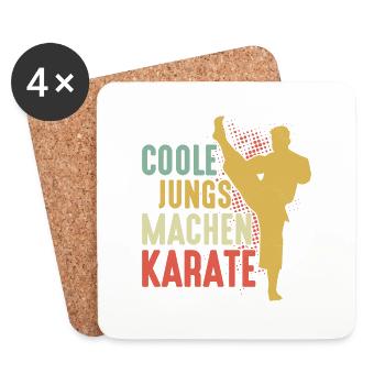 Coole Jungs machen Karate Training Kampfsport - Untersetzer (4er-Set) - Weiß - Vorne