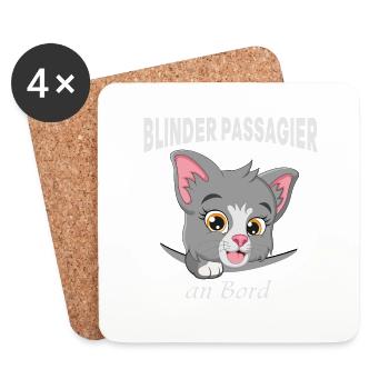 Grossesse - Passager clandestin à bord de Cat - Dessous de verre (lot de 4) - blanc - Devant