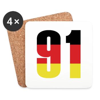 91 Numéro Allemagne Maillot - Dessous de verre (lot de 4) - blanc - Devant