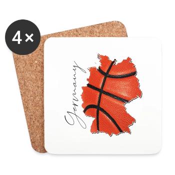 Deutschland Landkarte umrahmt echten Basketball EN - Untersetzer (4er-Set) - Weiß - Vorne