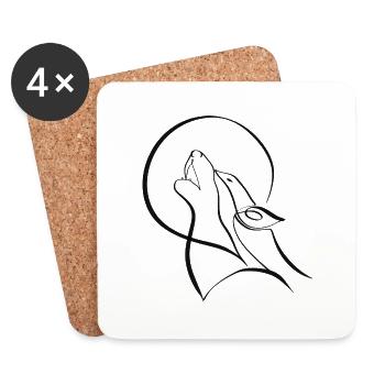 Œuvre d’art minimaliste loup - Dessous de verre (lot de 4) - blanc - Devant