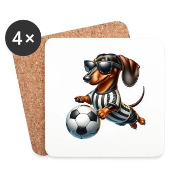 Dachshund Soccer Player Viennese Dog Fan - Coasters (set of 4) - white - Front
