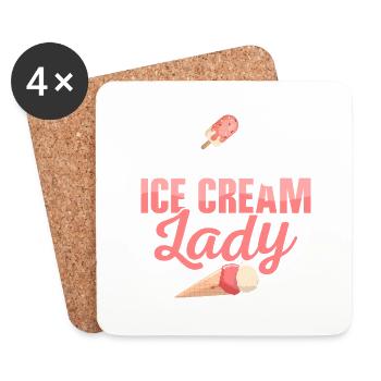 Crazy Ice Cream Lady Cone Scoop Summer - Untersetzer (4er-Set) - Weiß - Vorne