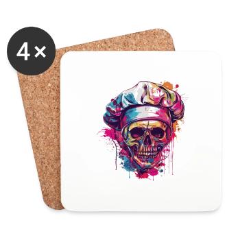 Chef Skull - Coasters (set of 4) - white - Front
