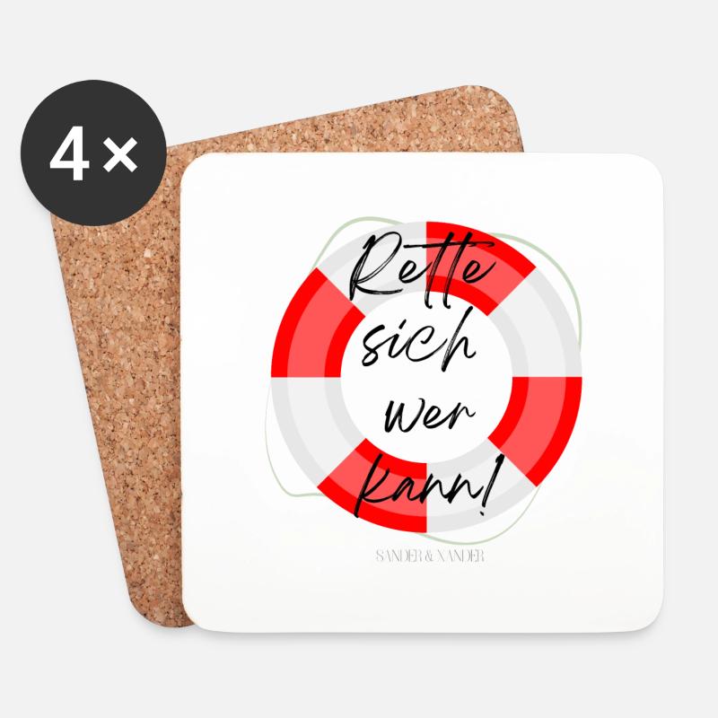 Rette sich wer kann - Untersetzer (4er-Set) - Weiß