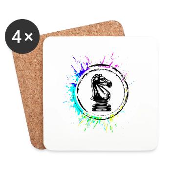 Horse Chess Piece - Coasters (set of 4) - white - Front