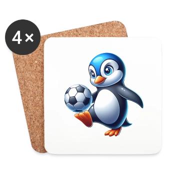 Pingouin, oiseau, football, joueur, ballon, champion, Fan - Dessous de verre (lot de 4) - blanc - Devant