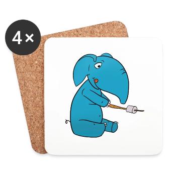 Guimauve d’éléphant - Dessous de verre (lot de 4) - blanc - Devant