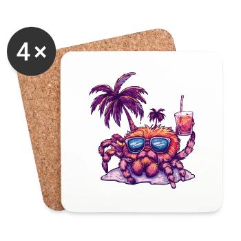 Tarantula Summer Beach Bande dessinée - Dessous de verre (lot de 4) - blanc - Devant