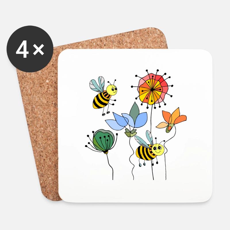 Insekten - Untersetzer (4er-Set) - Weiß