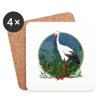 Stork bird - Coasters (set of 4) - white - Front