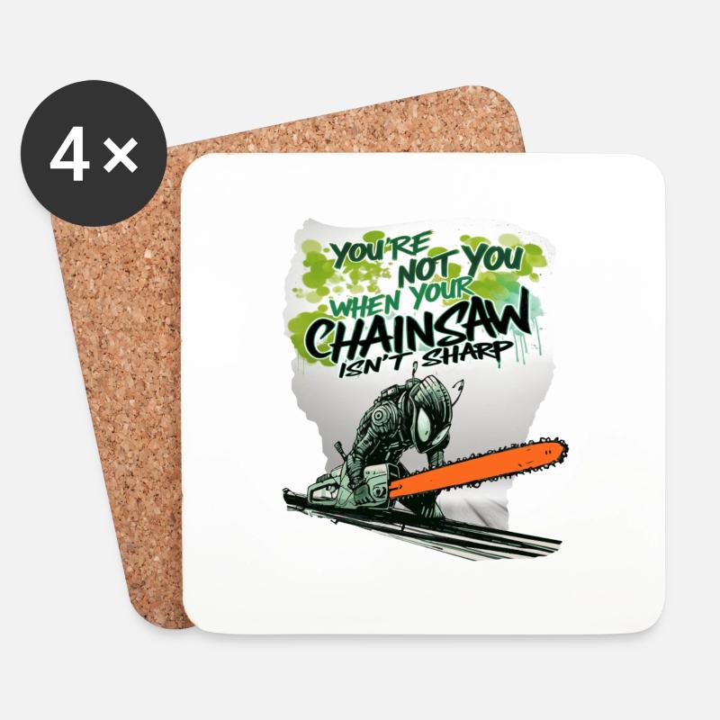 Du bist nicht du wenn Kette stumpf ist - Untersetzer (4er-Set) - Weiß