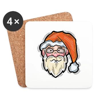 Père Noël - Dessous de verre (lot de 4) - blanc - Devant