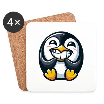 Süßer Pinguin Zähne zeigen Cartoon Illustration - Untersetzer (4er-Set) - Weiß - Vorne