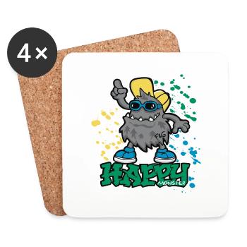 Happy Monster - Untersetzer (4er-Set) - Weiß - Vorne