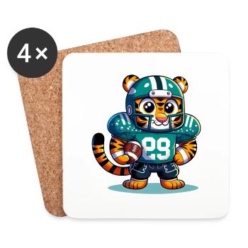 Cute American Football Player Tiger - Untersetzer (4er-Set) - Weiß - Vorne