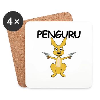 Penguru | Känguru, Pistole, Revolver, Polizei - Untersetzer (4er-Set) - Weiß - Vorne