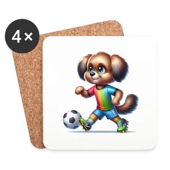 Chien de joueur de football mignon - Dessous de verre (lot de 4) - blanc - Devant