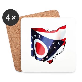 Ohio (USA) | echte Flagge | Flag Map - Untersetzer (4er-Set) - Weiß - Vorne