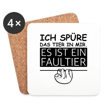 Ich spüre das Tier in mir | Faultier, Sarkasmus - Untersetzer (4er-Set) - Weiß - Vorne